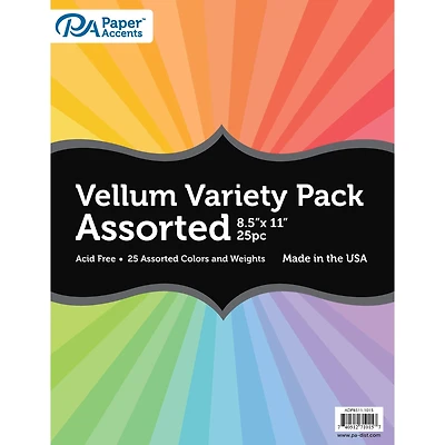 PA Paper™ Accents Assorted Colors 8.5" x 11" Vellum Paper Variety Pack, 25 Sheets
