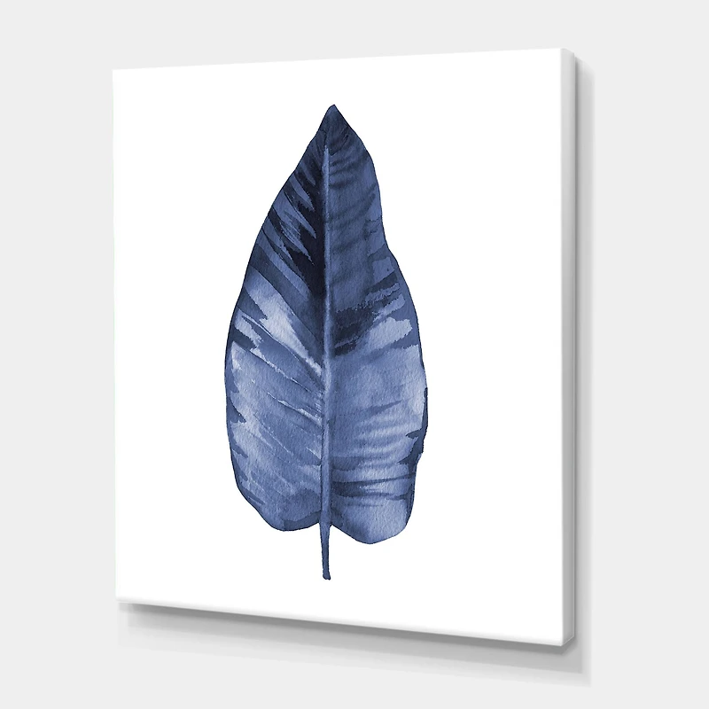 Designart - Blue Leaf Watercolour On White