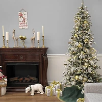 7.5ft. Pre-Lit Snowy Vintin Fir Tree, LED Lights