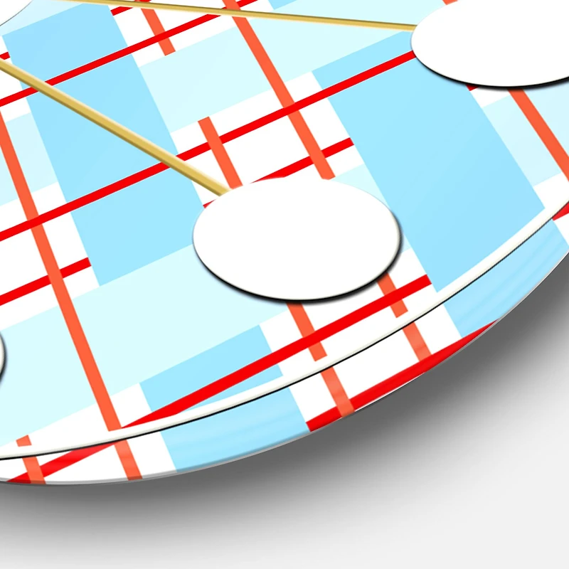 Designart 'Blue And Red Plaid Mid-Century Modern Wall Clock