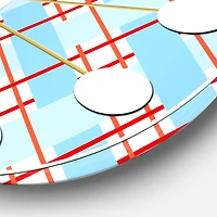 Designart 'Blue And Red Plaid Mid-Century Modern Wall Clock