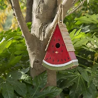 Glitzhome® 11" Hanging Wood Watermelon Garden Decorative Birdhouse