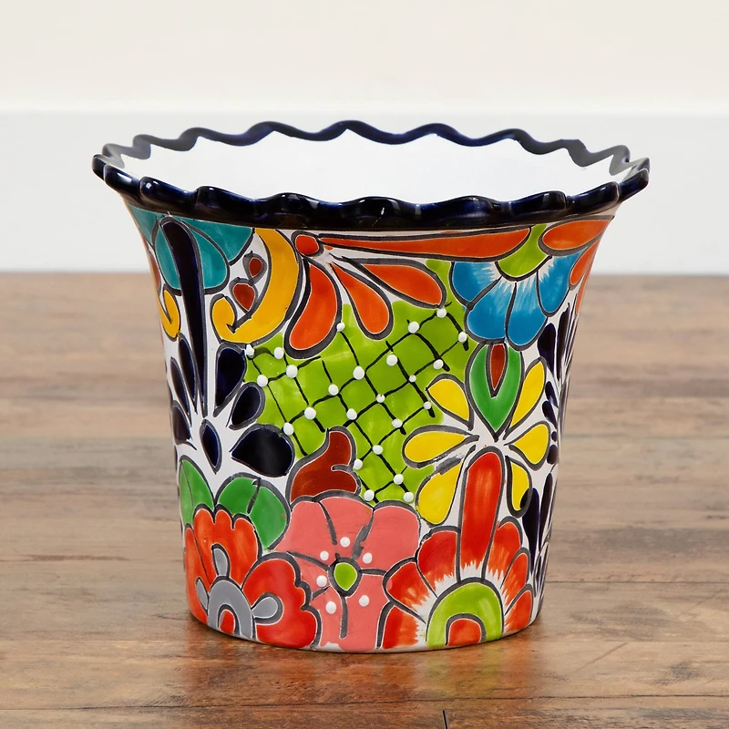 12" Handmade Mexican Talavera Ceramic Planter