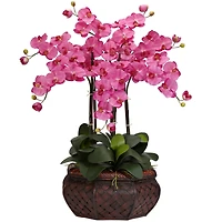 2.5ft. Pink Moth Orchid Flower Arrangement in Bamboo Planter