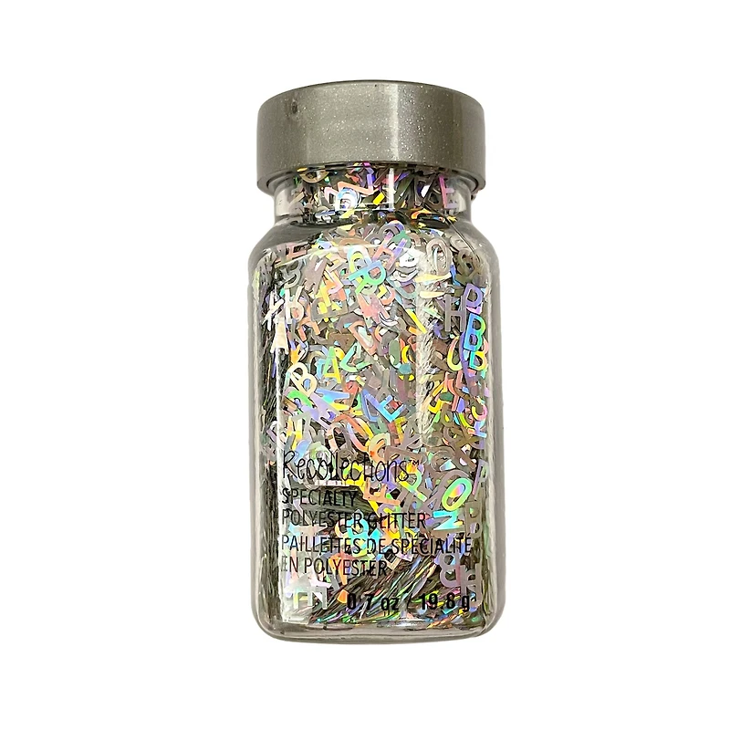Specialty Polyester Glitter Silver Holographic Letters by Recollections™