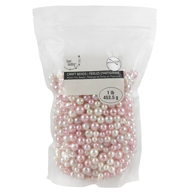 Ivory & Pink Plastic Pearl Round Beads by Bead Landing™
