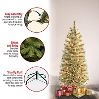 4.5 ft. Pre-Lit Arcadia Cashmere Pine Slim Artificial Christmas Tree, Clear Lights