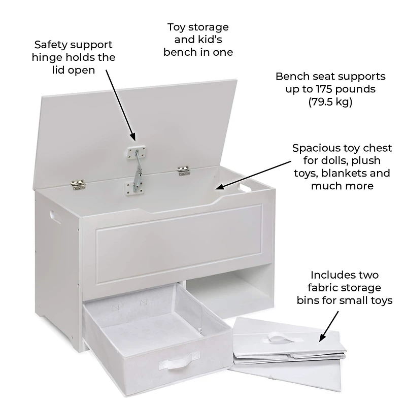 Badger Basket White Up & Down Toy & Storage Bench