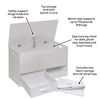 Badger Basket White Up & Down Toy & Storage Bench