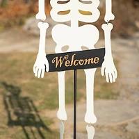 Glitzhome® 60" Halloween "WELCOME" Metal Dangling Skeleton Yard Stake