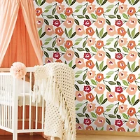 RoomMates Pink Block Print Blooms Peel & Stick Wallpaper