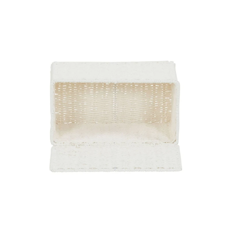 Household Essentials Small White Wicker Basket with Lid