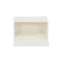 Household Essentials Small White Wicker Basket with Lid