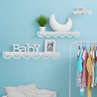 American Art Decor Scallop Metal Floating Shelves, White 3" x 5" x 24",  3pc.