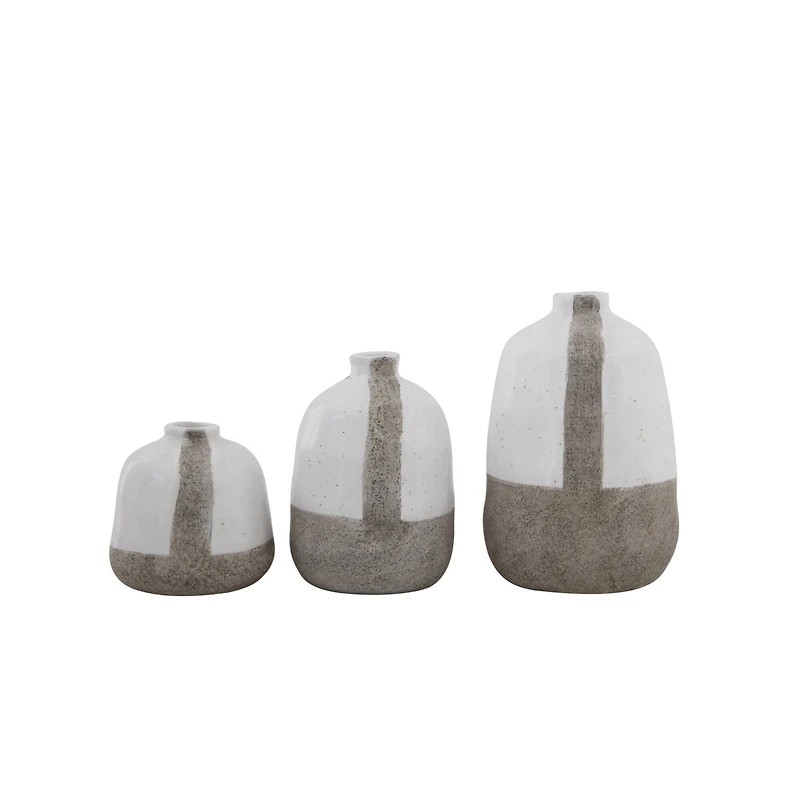 Hello Honey® White & Gray Stripe Terracotta Vase Set