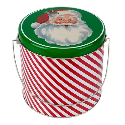 5.75" Santa Stripe Tin Canister with Handle by Makery™