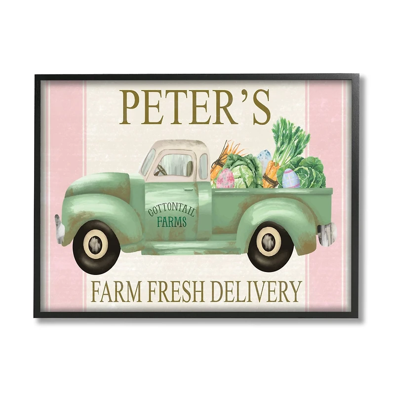 Stupell Industries Farm Fresh Delivery Sign Rustic Countryside Vegetables Framed Giclee Art