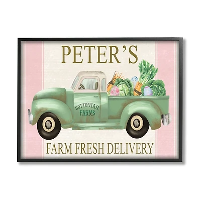 Stupell Industries Farm Fresh Delivery Sign Rustic Countryside Vegetables Framed Giclee Art