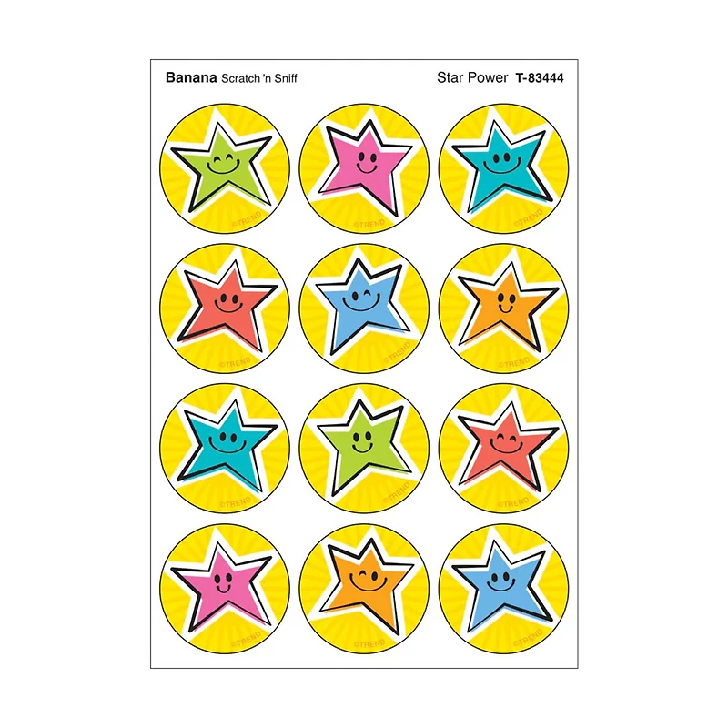 TREND Enterprises® Star Power, Banana scent Scratch 'n Sniff Stinky Stickers®, 48 Per Pack, 6 Packs total of 288