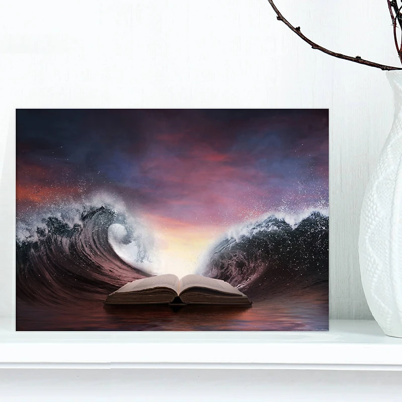 Designart - Bible and two large waves