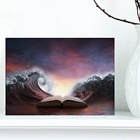 Designart - Bible and two large waves