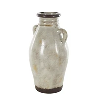 18" Cream Ceramic Antique Style Amphora Vase