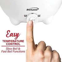 Brentwood 1.6qt. 600 Watt Stainless Steel Electric Hot Pot Cooker & Food Steamer With Swivel Base