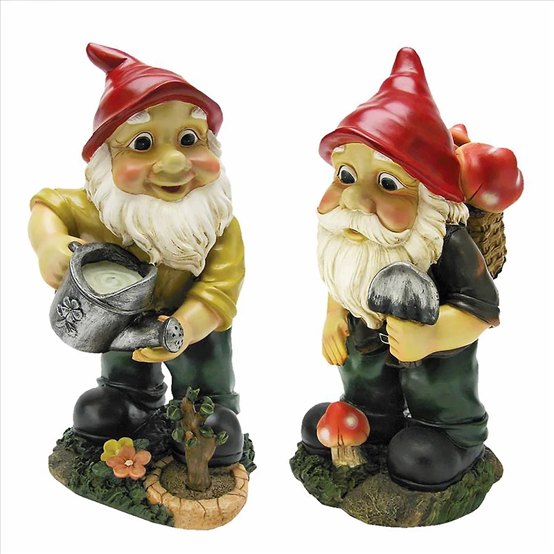 Design Toscano 12" Gulliver & Mushroonie Garden Gnome Statue Set