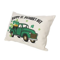 Glitzhome® 18" Faux Burlap Happy St. Patrick's Day Truck Pillow