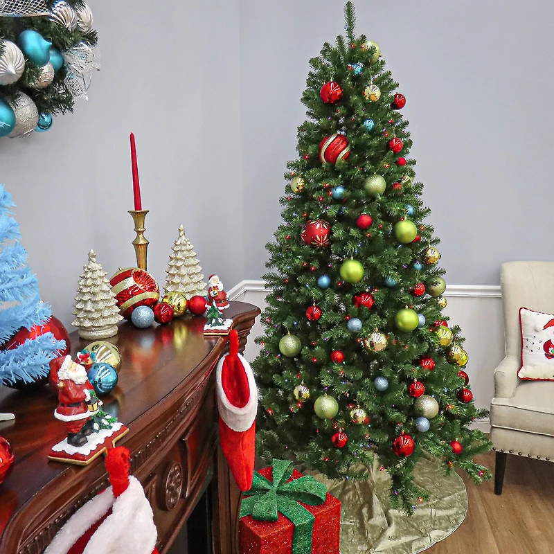 7.5 ft. Pre-lit Hinged North Valley Spruce Medium Artificial Christmas Tree