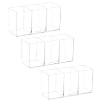 Mind Reader Pen and Accessories Holder, Desktop Organizer, Makeup Organizer, Office, Acrylic, Set of 3, Clear