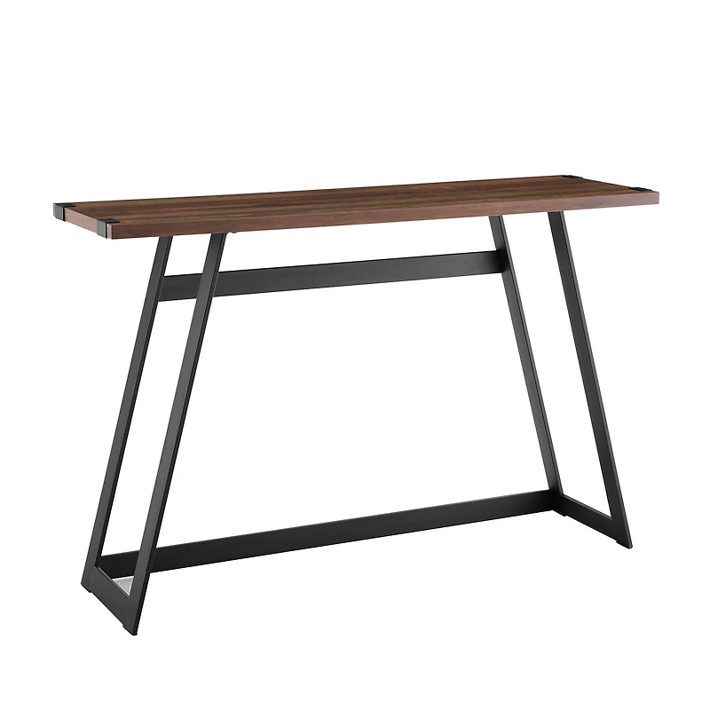 Walker Edison Dark Walnut Faux Wrap Modern Industrial Entry Table