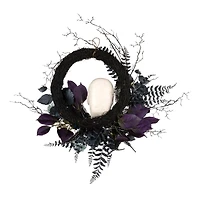 24" Halloween Flower & Skull Wreath