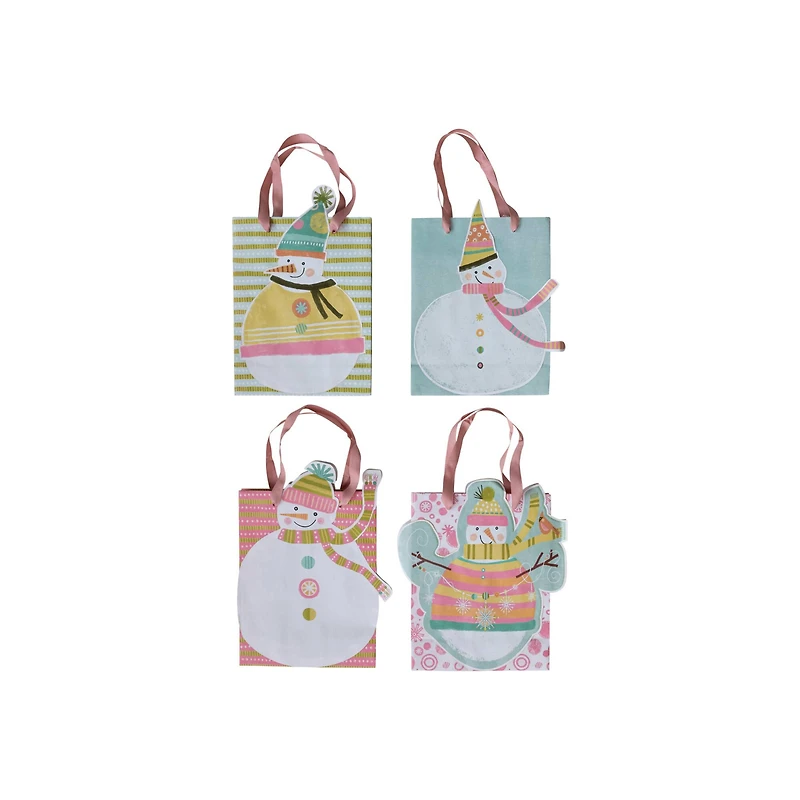 Hello Honey® Printed Paper Snowman-Shaped Gift Bag Set