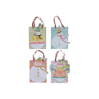 Hello Honey® Printed Paper Snowman-Shaped Gift Bag Set