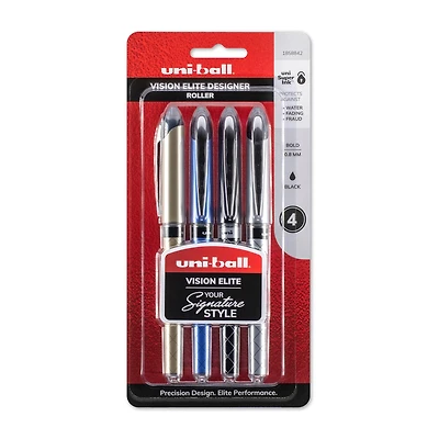 Uni-Ball® Vision Elite Designer 4 Black 0.8mm Rollerball Pen Set