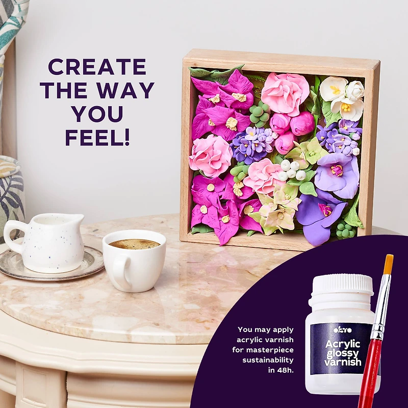 OKTO DIY Wood & Craft Inspiration Flowers Clay Kit