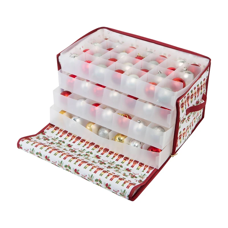 Laura Ashley Nutcracker Print 112ct. Stackable Christmas Ornament Storage Box