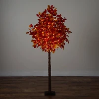 6ft. Pre-Lit Autumn Artificial Fall Tree with 300 Warm White LED Lights
