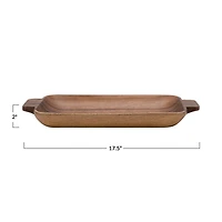 Hello Honey® 17.5" Hand-Carved Acacia Wood Tray with Handles