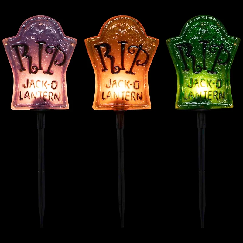 3ct. Tombstone Halloween Pathway Markers