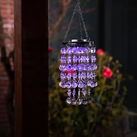 Glitzhome® 19" Solar Lighted Transparent Jewel Beaded Hanging Décor
