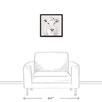 Cow With Florals 17.73" x 17.73" Black Framed Canvas