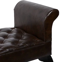Brown Wood and Leather Traditional Bench, 25" x 53" x 18"