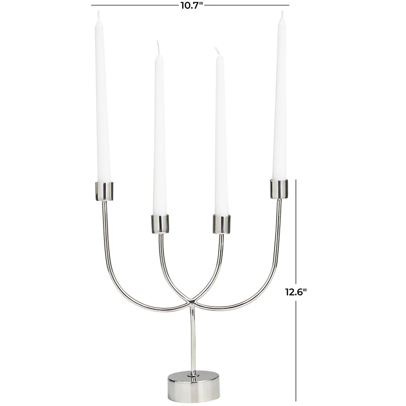 The Novogratz 13" Silver Stainless Steel Overlapping U-Shaped Candelabra