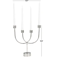 The Novogratz 13" Silver Stainless Steel Overlapping U-Shaped Candelabra