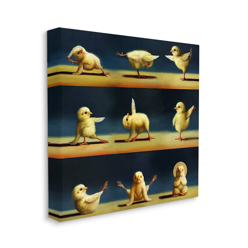 Stupell Industries Yoga Chicks Stretching Farm Animals Funny Exercise Painting Canvas Wall Art