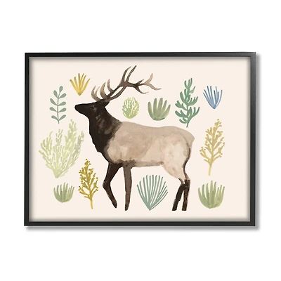 Stupell Industries Southwestern Elk Yellow Green Vegetation Noble Animal in Frame Wall Art