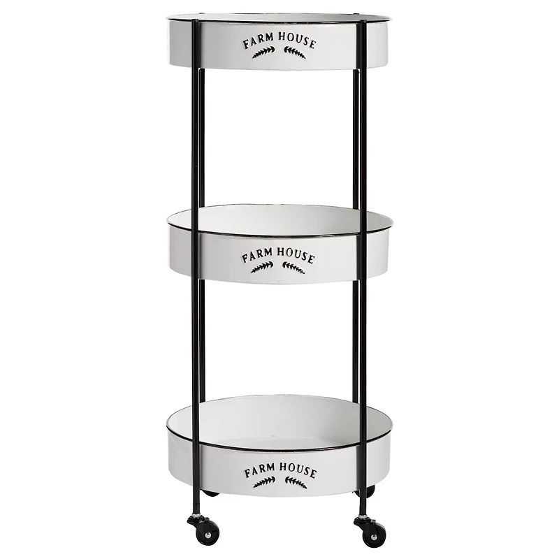 White Farmhouse Metal Storage Cart