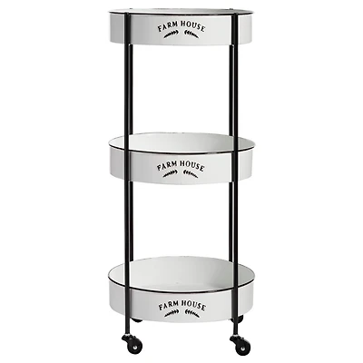 White Farmhouse Metal Storage Cart